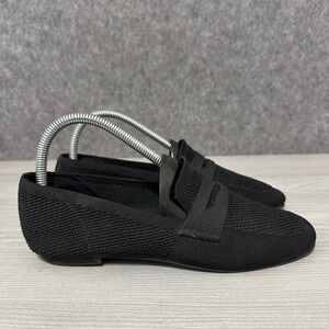 La Strada Black Knit Loafers Mocassins Women Size 38 Leopard Insole Flats